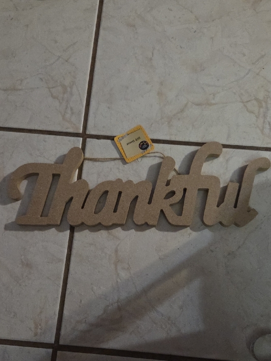 Other - Thankful Wooden Script Sign - Natural Beige